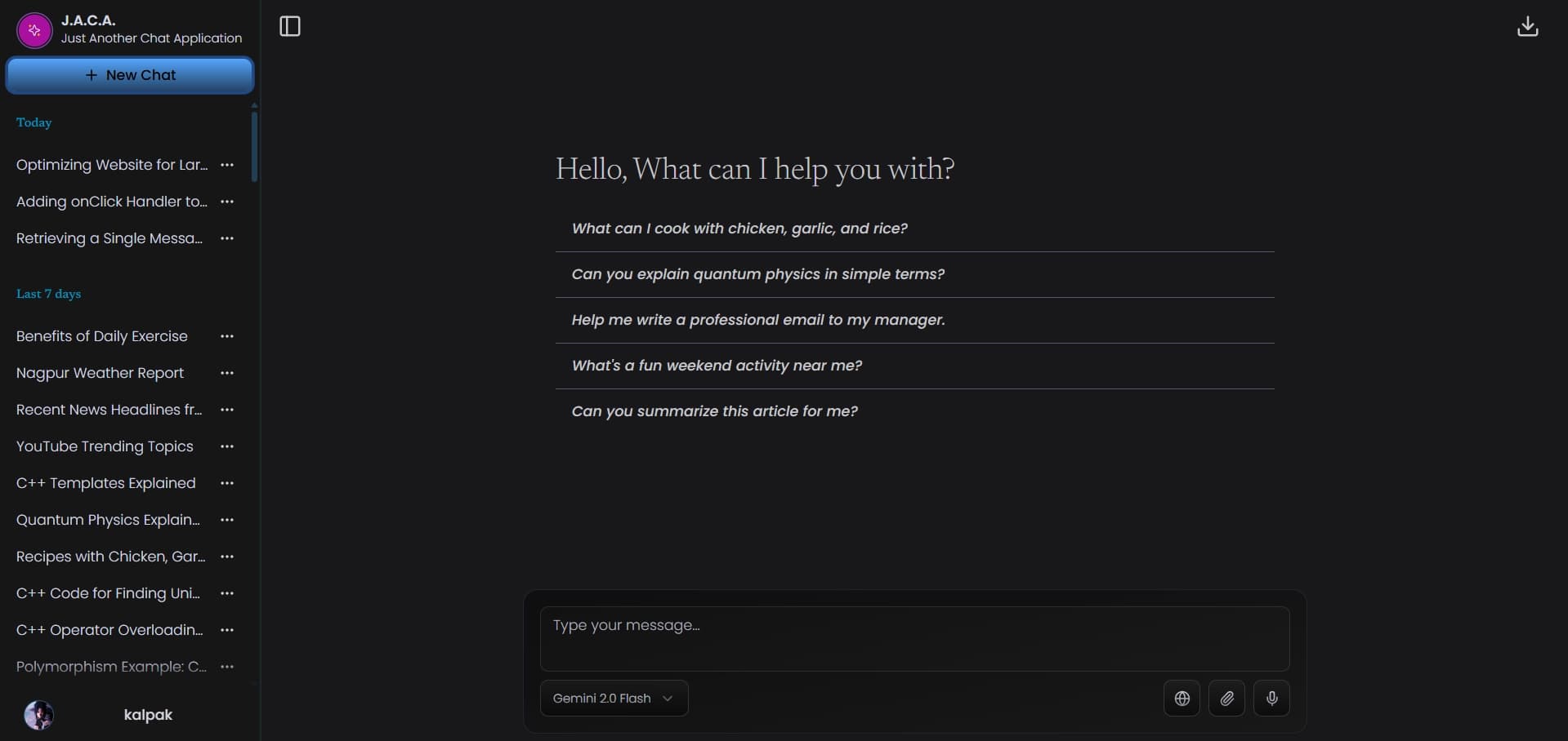 Chatbot screenshot